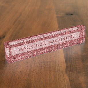 Stilvoll Elegantes Burgunder-Pink Glitter Namensplakette