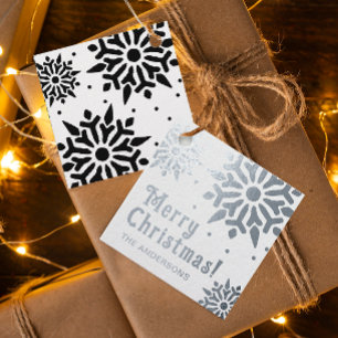 Stilvoll Elegantes Frohe Weihnachten Folie Schneef Geschenkanhänger