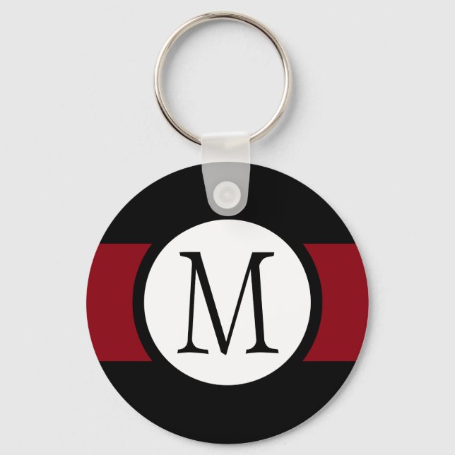 Stilvoll elegantes Monogramm aus schwarz, weiß und Schlüsselanhänger (Vorderseite)