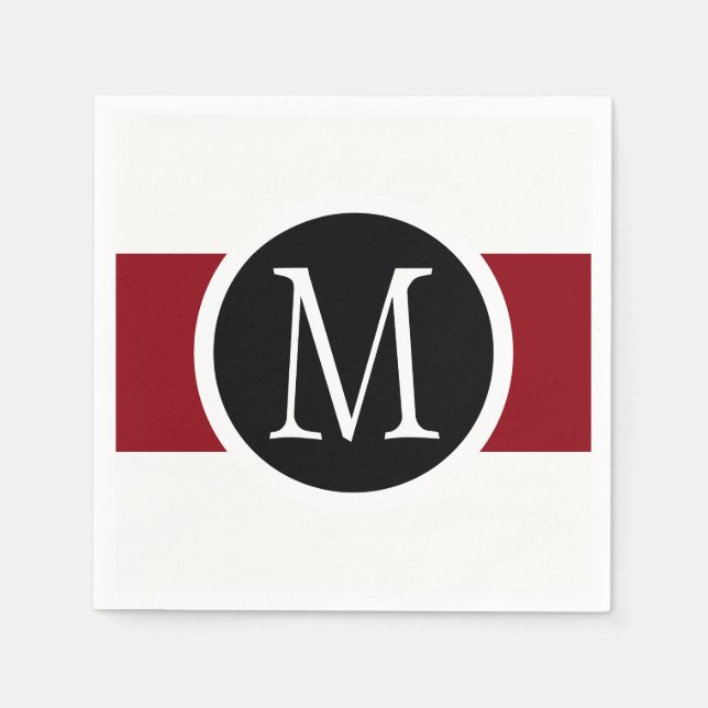 Stilvoll elegantes Monogramm aus schwarz, weiß und Serviette (Vorderseite)