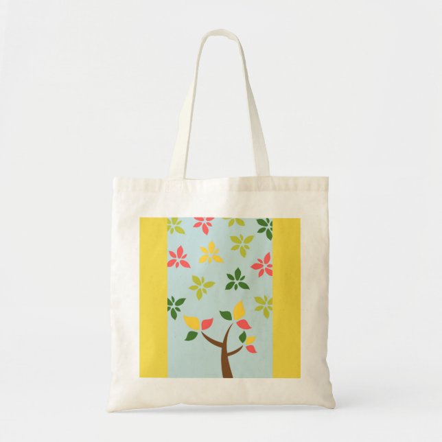 Stilvoll farbiger Baum und Blume Tragetasche (Vorne)