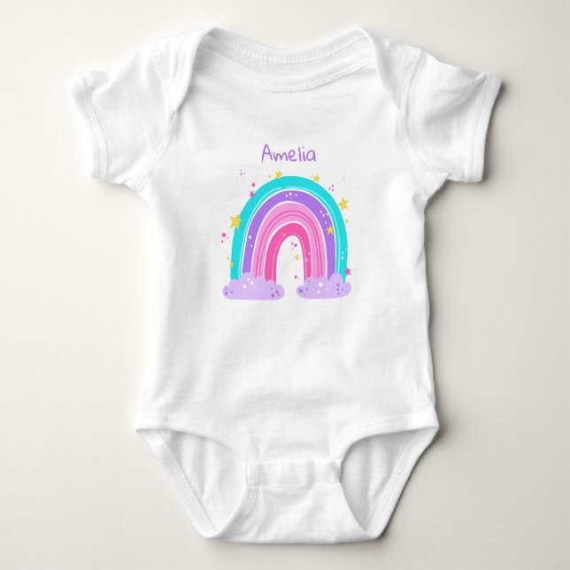 Stilvoll farbiger Regenbogen Baby Strampler (Vorderseite)
