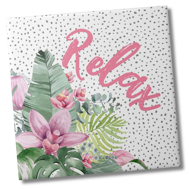 Stilvoll florales Wasser tropisch Fliese (Cute Trendy Dot Relax Floral Watercolor Tropical Ceramic Tile)