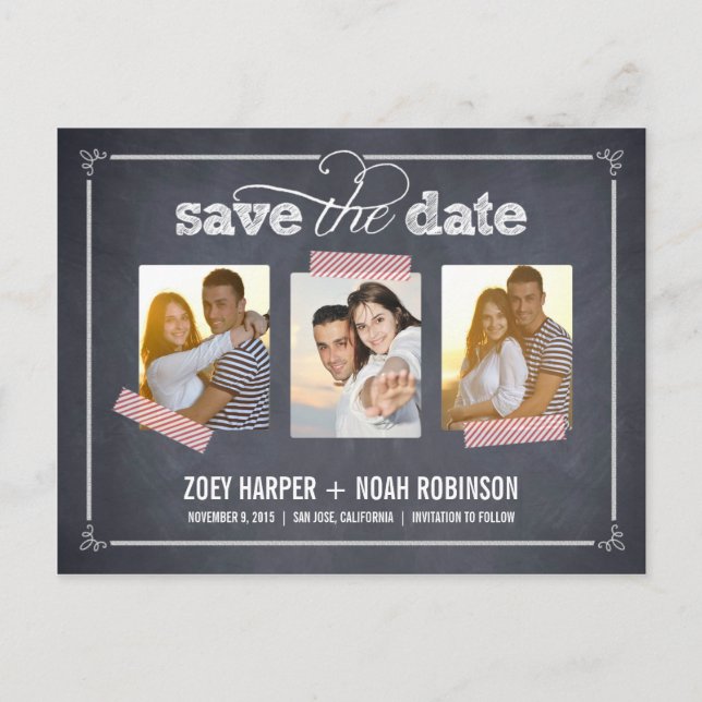 Stilvoll gekleidet - Save the Date Postkarte (Vorderseite)