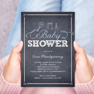 Stilvoll gekleidete Baby-Dusche Einladungen - Blau