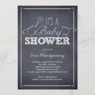 Stilvoll gekleidete Baby-Dusche Einladungen - Blau
