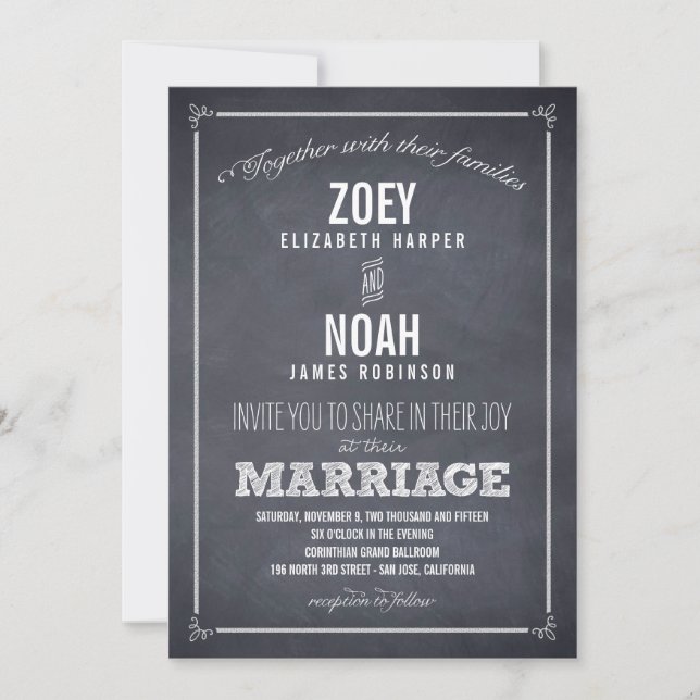 Stilvoll gekleidete Einladungen für Hochzeiten (Vorderseite)
