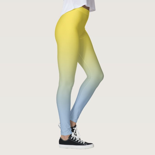 Stilvoll gelb bis leicht blau glänzend leggings (Rechts)