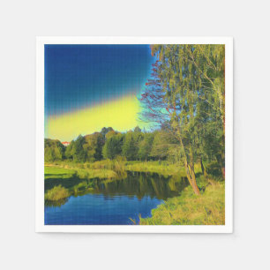 Stilvoll Gelbe Landschaft Papier Napkin Serviette