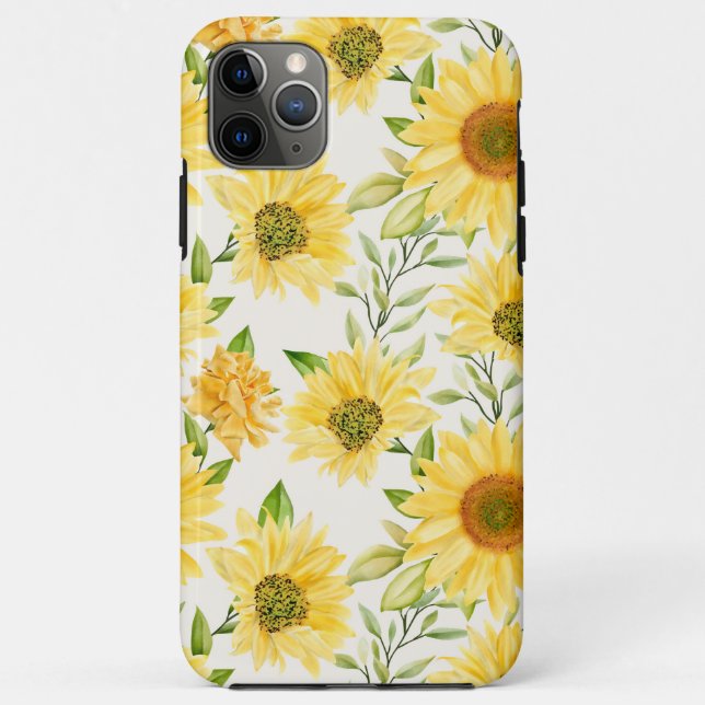 Stilvoll gelbe Sonnenblumenmuster Case-Mate iPhone Hülle (Rückseite)