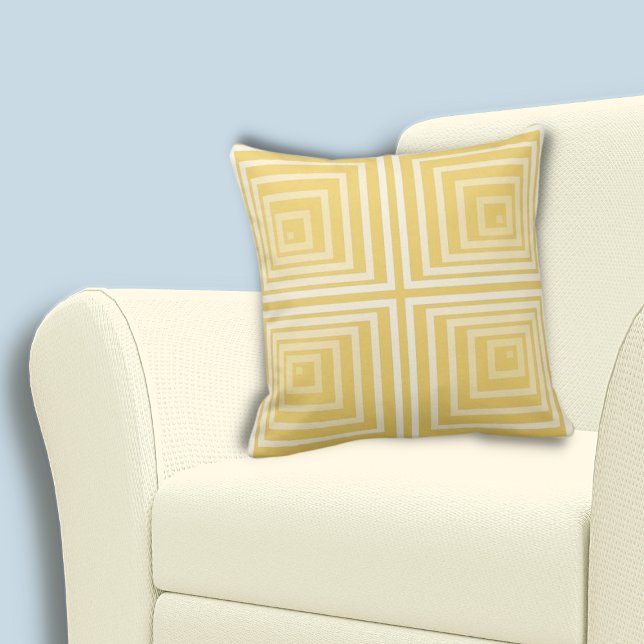 Stilvoll gelbes Muster auf dem regulären gelben Pl Kissen (Stylish Cornered Yellow Regular Square Pattern Throw Pillow)