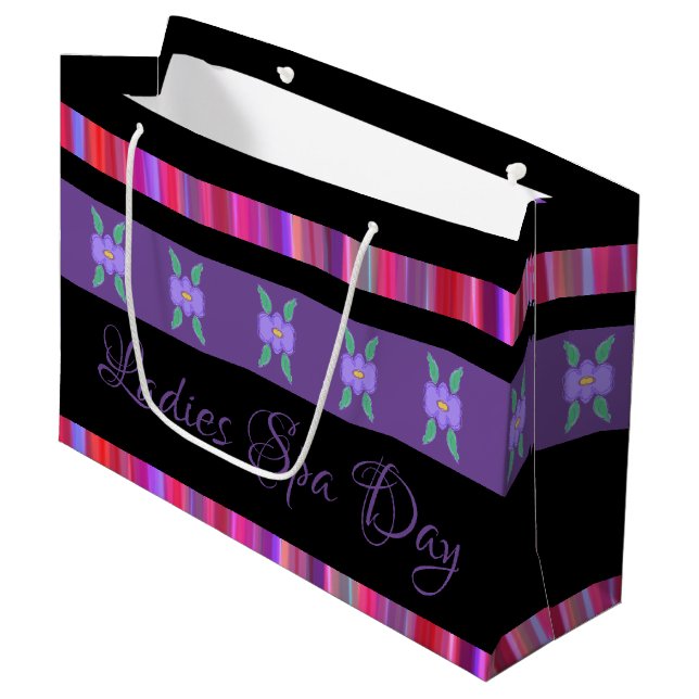 Stilvoll Gemustert Personalisiert Große Geschenktüte (Vorderseite Schrägansicht)