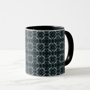 stilvoll, geometrisch, blau, schwarz, orientalisch tasse