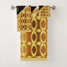 Stilvoll geometrisch Mit Monogramm Gold und Schwar