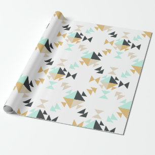 Stilvoll geometrisches Quilt-Muster Minze Schwarz Geschenkpapier