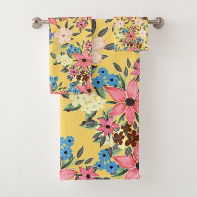 Stilvoll gestalteter Garten mit Blumen Badhandtuch Set (Insitu)