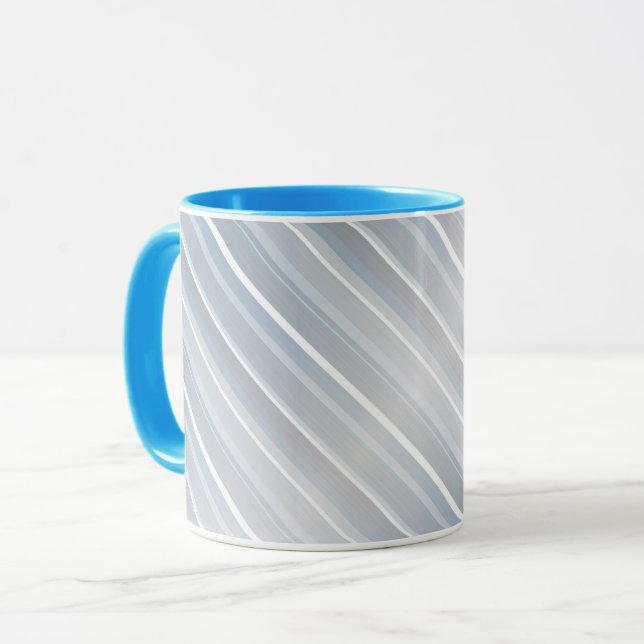 Stilvoll gestreift grau-blau tasse (Vorderseite Links)