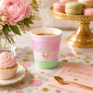 Stilvoll gestreift in Pastellrosa und -grün Milchtasse