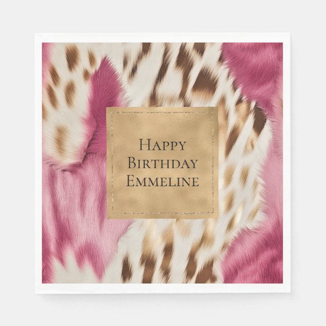 Stilvoll Girly Pink Gold White Zebra Serviette (Vorderseite)