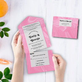 Stilvoll Girly Pink Minimal Abstrakt Paint Wedding All In One Einladung