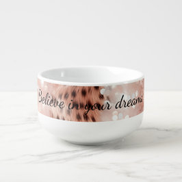 Stilvoll Girly Pink Rose Gold Leopard Glitz Große Suppentasse