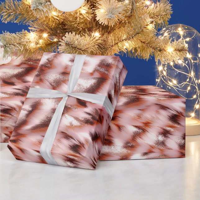 Stilvoll Girly Pink Rose Gold Zebra Glitz Geschenkpapier (Feiertage)