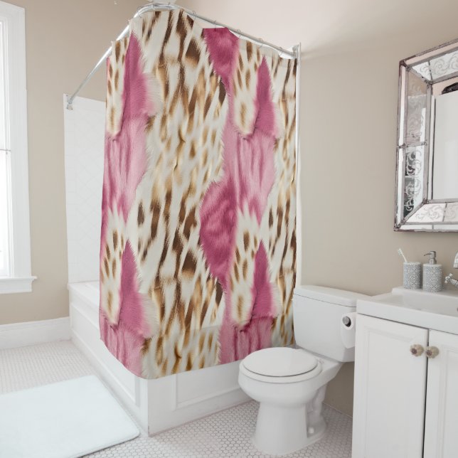 Stilvoll Girly Pink White Gold Zebra Duschvorhang (Beispiel)