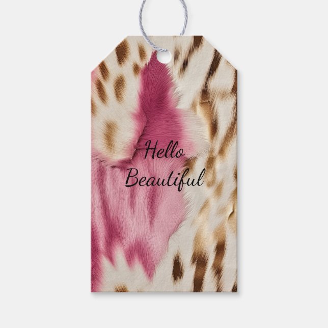 Stilvoll Girly Pink White Gold Zebra Geschenkanhänger (Vorderseite)