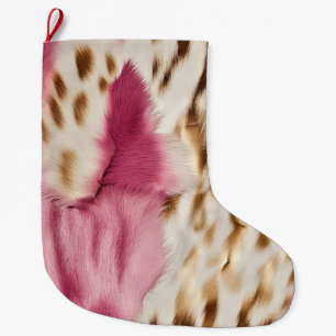 Stilvoll Girly Pink White Gold Zebra Großer Weihnachtsstrumpf