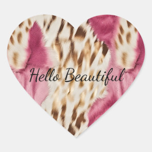 Stilvoll Girly Pink White Gold Zebra Herz-Aufkleber