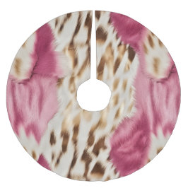 Stilvoll Girly Pink White Gold Zebra Polyester Weihnachtsbaumdecke