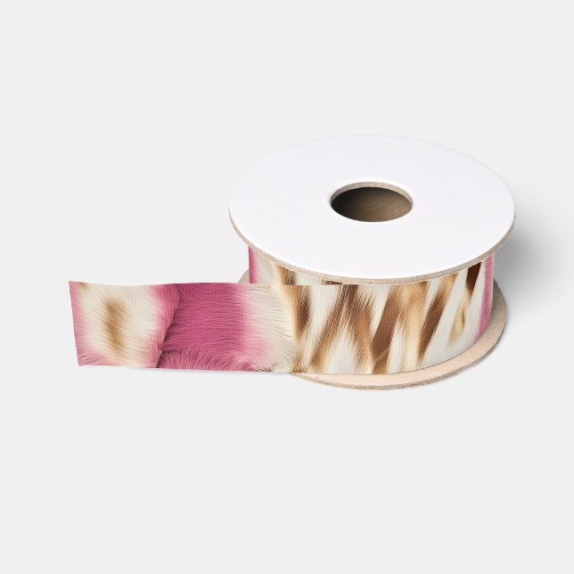 Stilvoll Girly Pink White Gold Zebra Ripsband (Spule)