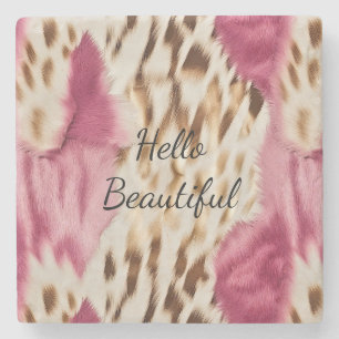 Stilvoll Girly Pink White Gold Zebra Steinuntersetzer