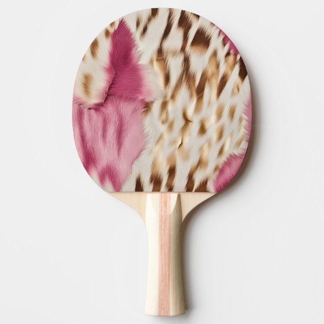 Stilvoll Girly Pink White Gold Zebra Tischtennis Schläger (Vorderseite)