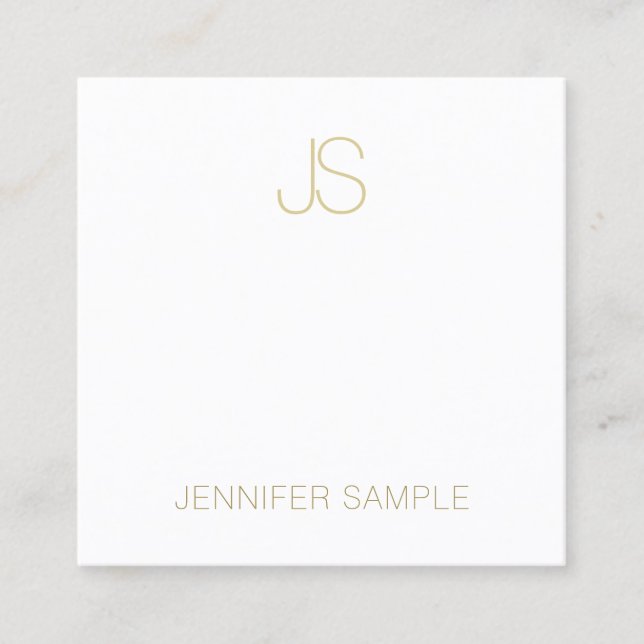 Stilvoll Gold Mit Monogramm Modern Sleek Schlicht  Quadratische Visitenkarte (Vorderseite)