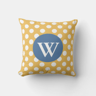 Stilvoll Golden Yellow Polka Dot Decorator Kissen