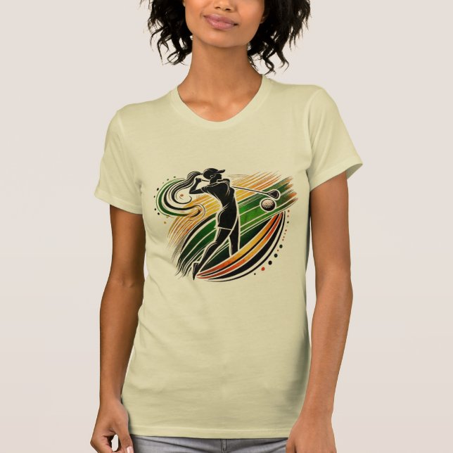 Stilvoll Golfer in Gold und Grün T-Shirt (Vorderseite)