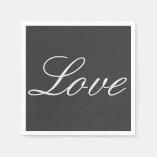 Stilvoll grauer Hintergrund Liebe Hochzeit Serviette