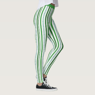 Stilvoll grüner Silberstreifen-Glitzer Streifen Mu Leggings