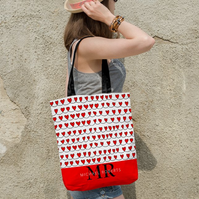 Stilvoll handgezeichnet Herz-Muster Personalisiert Tasche (Von Creator hochgeladen)