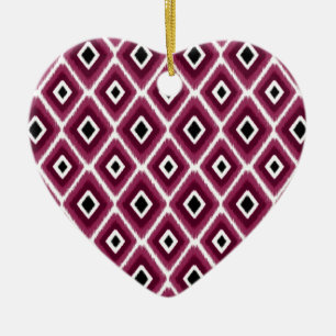 Stilvoll Hot Pink Black Ikat Muster Keramik Ornament