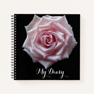 Stilvoll hübsch rosa Rosa Blume Schwarz trendiger  Notizbuch