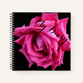 Stilvoll hübsch rosa Rosa Blume Schwarz trendiger  Notizbuch