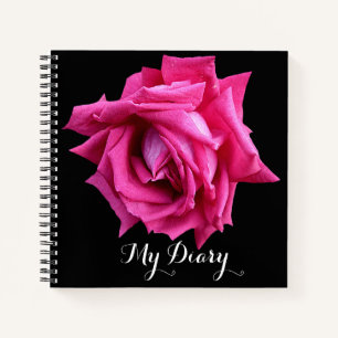 Stilvoll hübsche, rosa Rose Blume Schwarz-Trend Notizbuch
