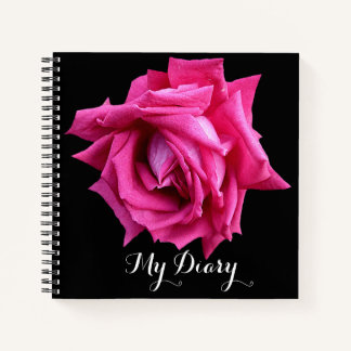 Stilvoll hübsche, rosa Rose Blume Schwarz-Trend Notizbuch
