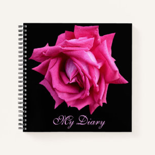 Stilvoll hübsche, rosa Rose Blume Schwarz-Trend Notizbuch
