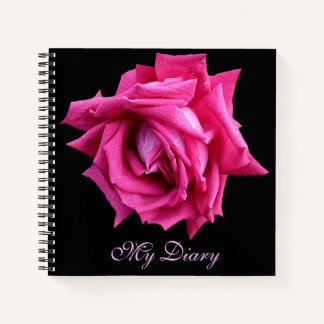 Stilvoll hübsche, rosa Rose Blume Schwarz-Trend Notizbuch