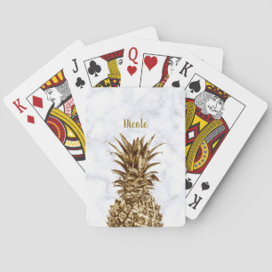 Stilvoll hübscher Ananas aus Girl und weißem Marmo Spielkarten