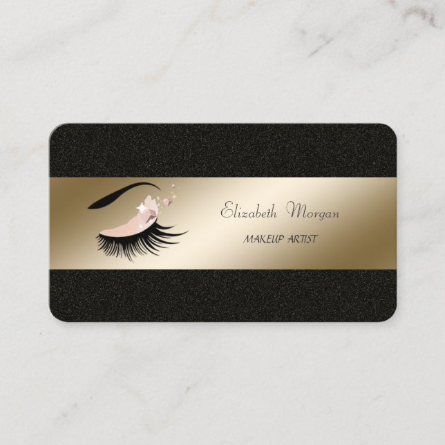 Stilvoll, Imitate Lashes, Schminkkünstler, Schwarz Visitenkarte (Vorderseite)