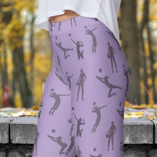 Stilvoll Lila Damen Volleyballmuster Leggings